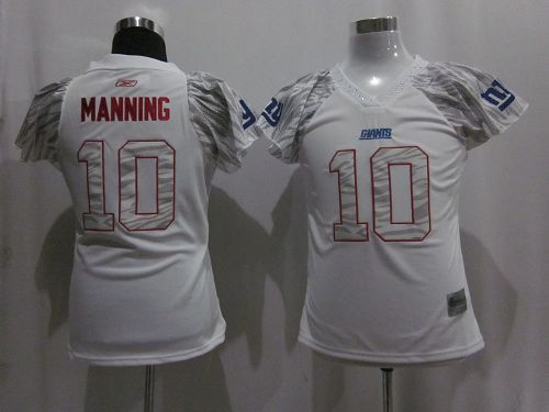Giants #10 Eli Manning White Women's Zebra Field Flirt Stitched NFL Jersey - Click Image to Close